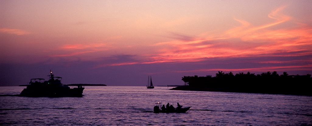 Boats returning to Key West Florida after sunset