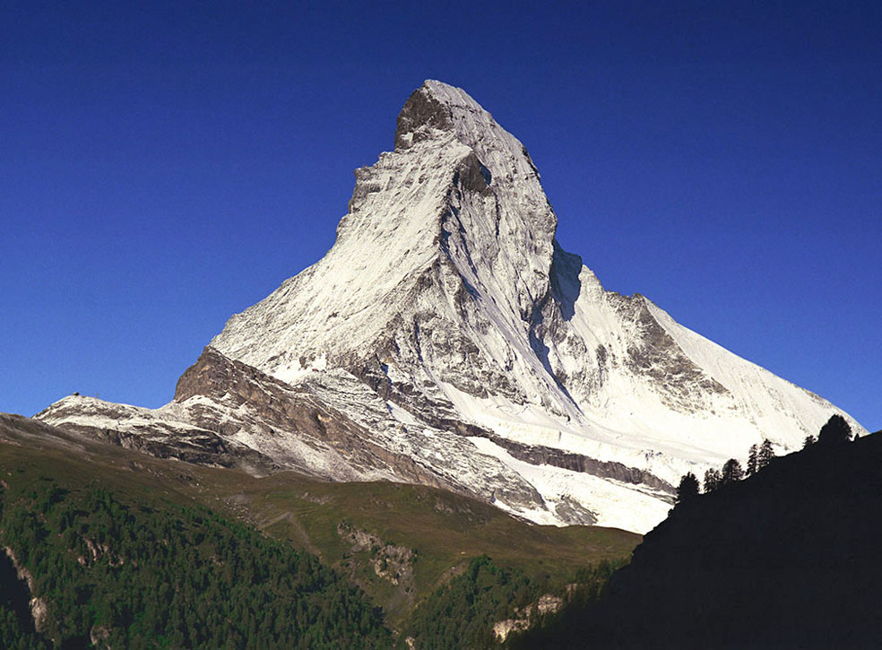 The snow covered Matterhorn in the morning